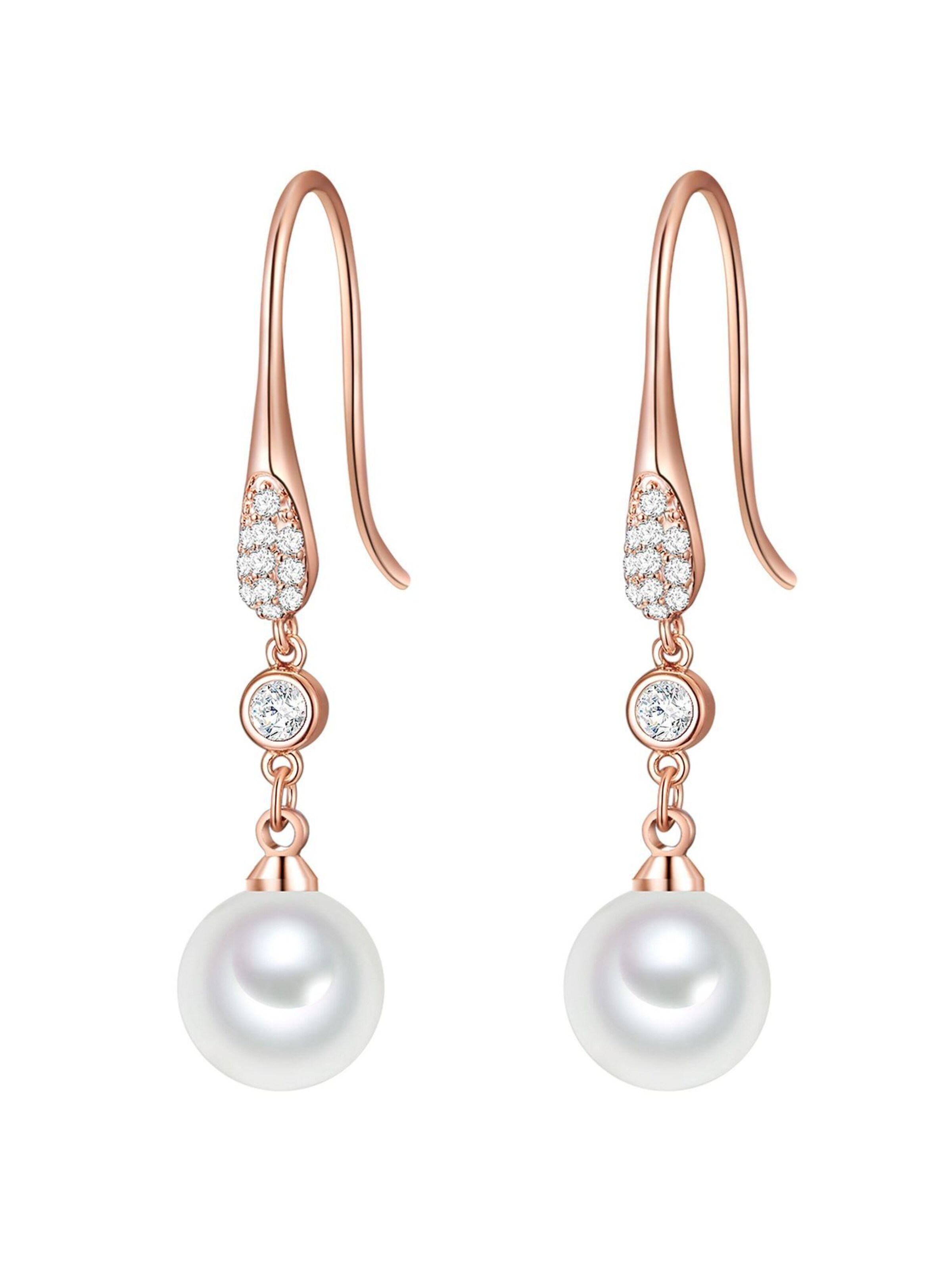 Lulu & Jane Ohrringe in rosegold / weiß / perlweiß, Produktansicht
