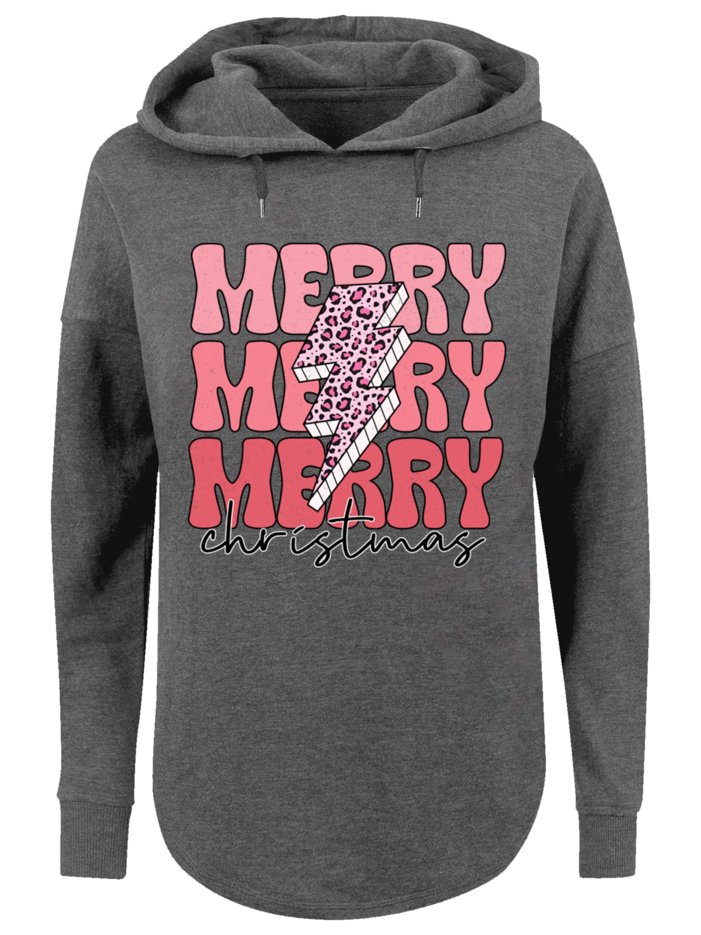 Sweat-shirt 'Merry Christmas Print Leo Print' F4NT4STIC en gris : devant