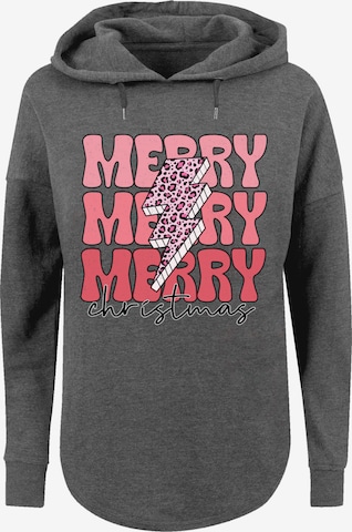 Sweat-shirt 'Merry Christmas Print Leo Print' F4NT4STIC en gris : devant
