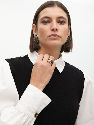 Lola Casademunt Μπλούζα σε καφέ / λευκό, Άποψη προϊόντος