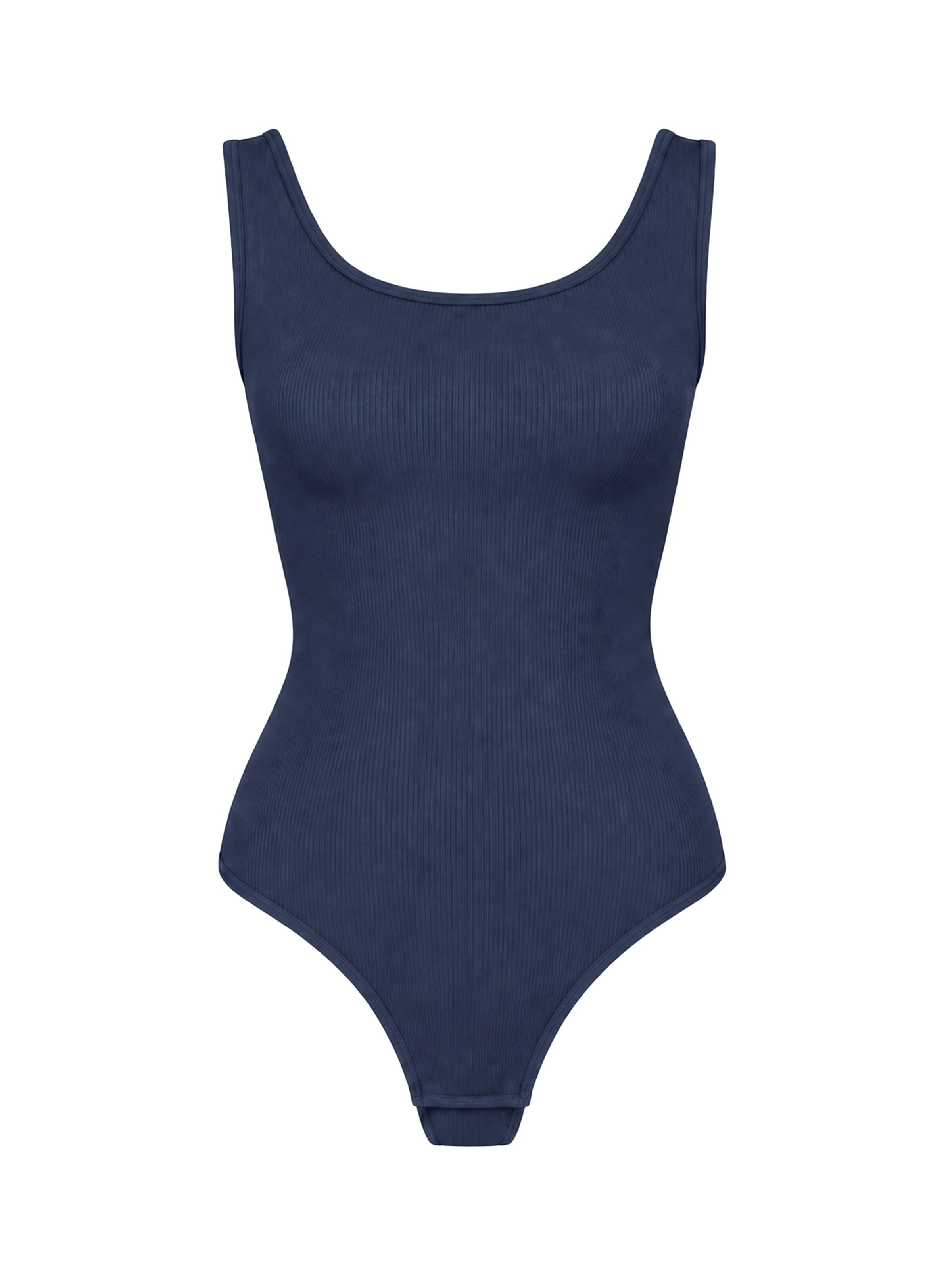 cfab Body 'Ribbed Tank Sculpting Bodysuit with String' - kék: elől