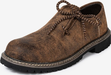Paulgos Trachtenschuh 'PAULGOS Trachtenschuhe Antik Echt Leder Haferlschuhe Haferl in 3 Farben Gr. 39-47' in Braun: Vorderseite