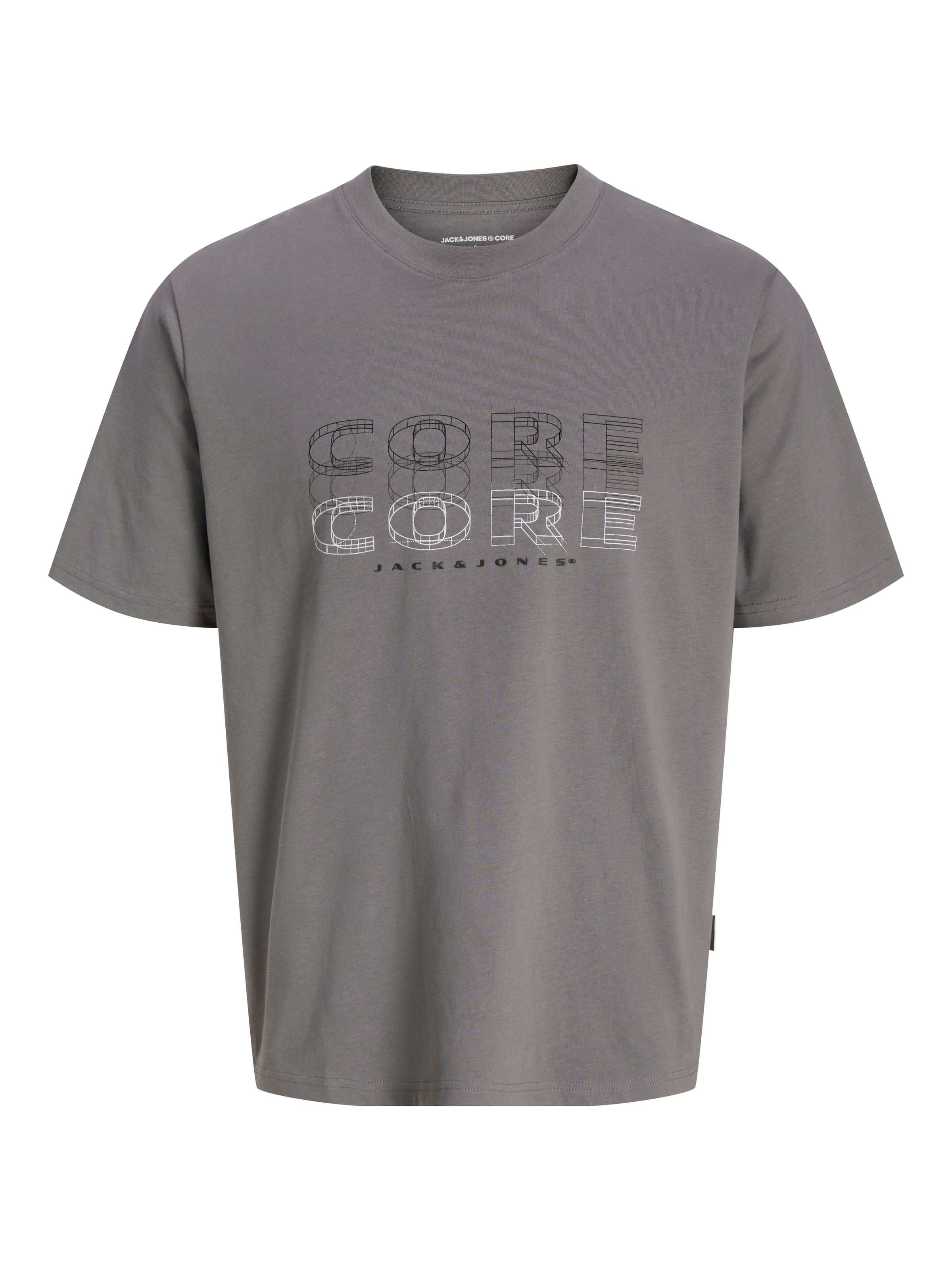 JACK & JONES T-shirt 'JCOFUSION' i mörkgrå / svart / vit, Produktvy