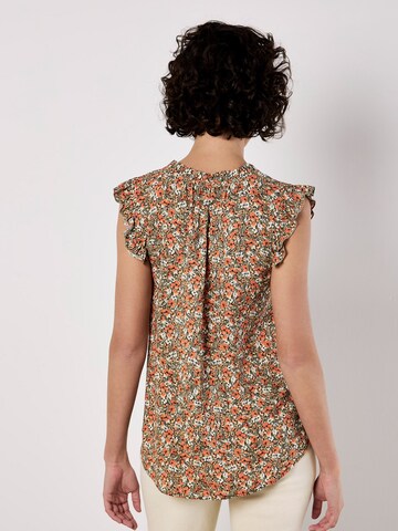 Apricot Ditsy Floral Ruffle Sleeve Top ' ' in Grün