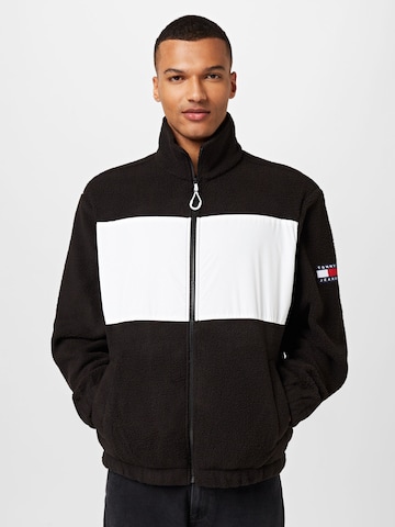 Tommy Jeans Fleecejakke i sort: forside