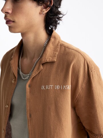Pull&Bear Regular fit Button Up Shirt in Brown