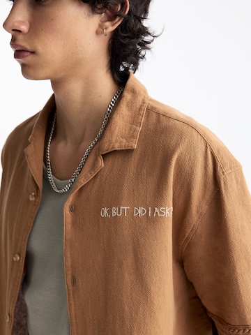 Pull&Bear Regular fit Button Up Shirt in Brown