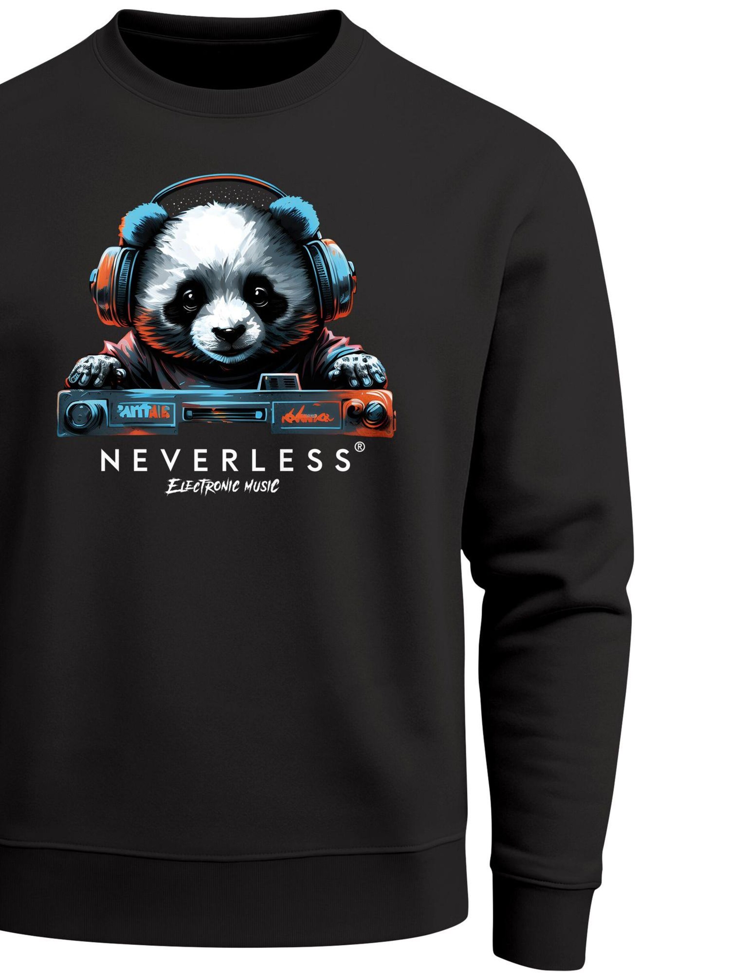 Neverless Sweatshirt 'Panda DJ' in Black