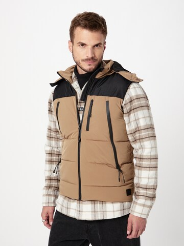 INDICODE JEANS Bodywarmer 'Titanium' in Bruin: voorkant