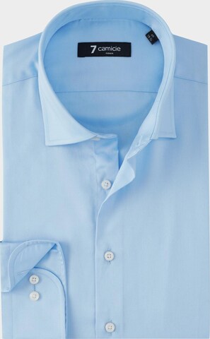 Slim fit Camicia business 'Firenze Satin Man Shirt Black' di 7Camicie in blu: frontale