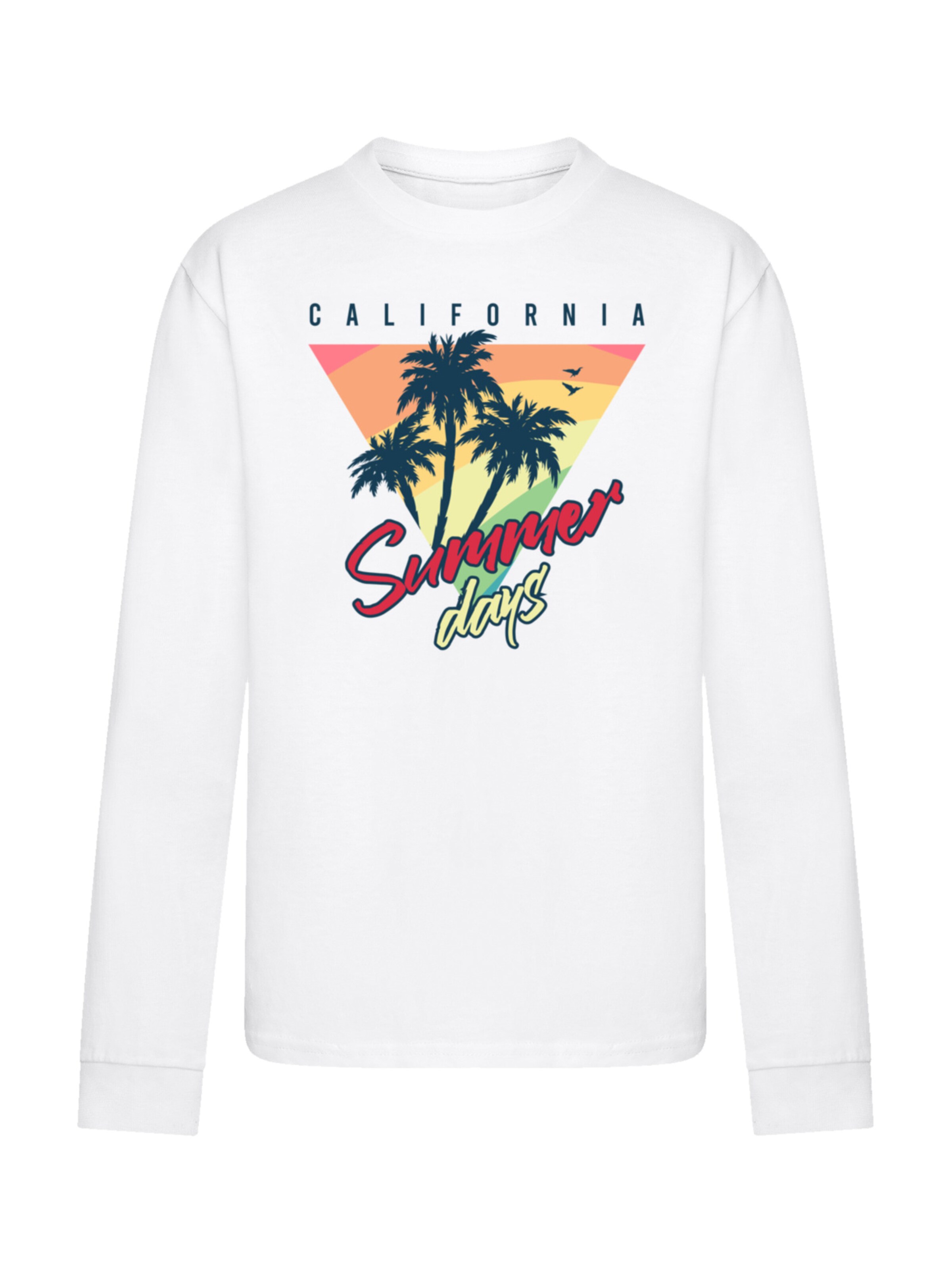 T-Shirt 'California Palmen Retro' F4NT4STIC en blanc : devant
