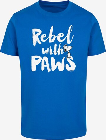 Merchcode T-Shirt 'Peanuts - Rebel with paws' in Blau: predná strana