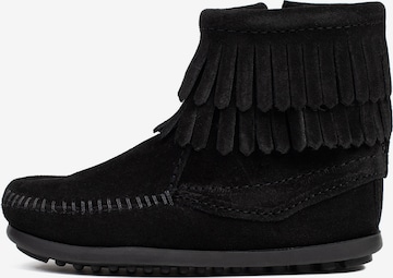 Bottes 'Double fringe' Minnetonka en noir : devant
