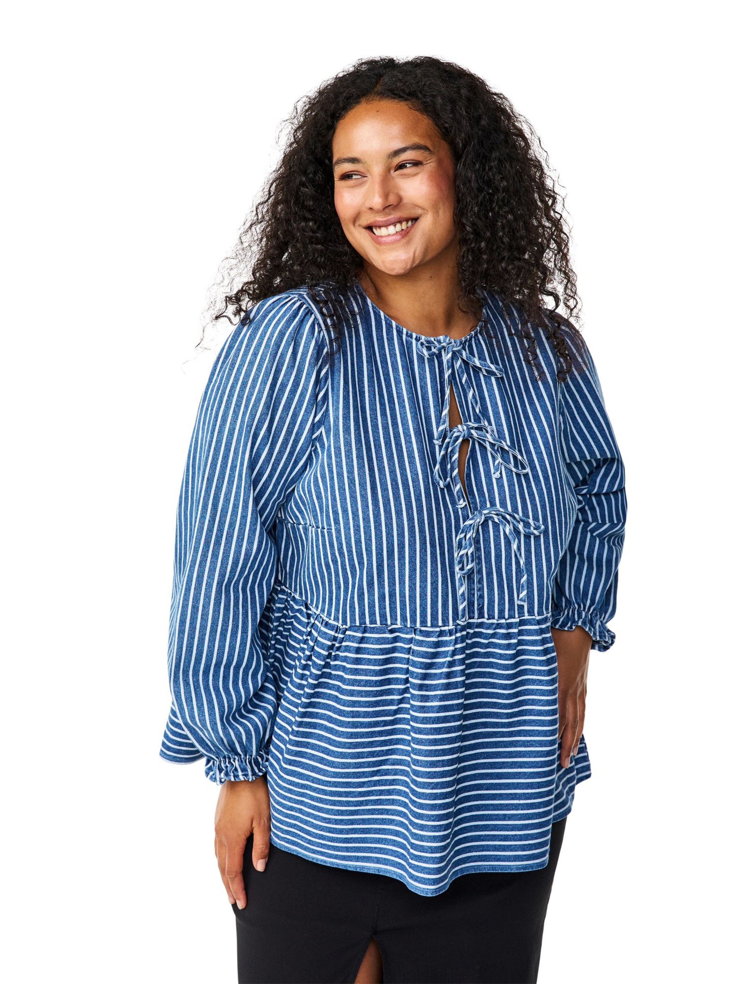 Zizzi Blúzka 'Elova' - Modrá: predná strana