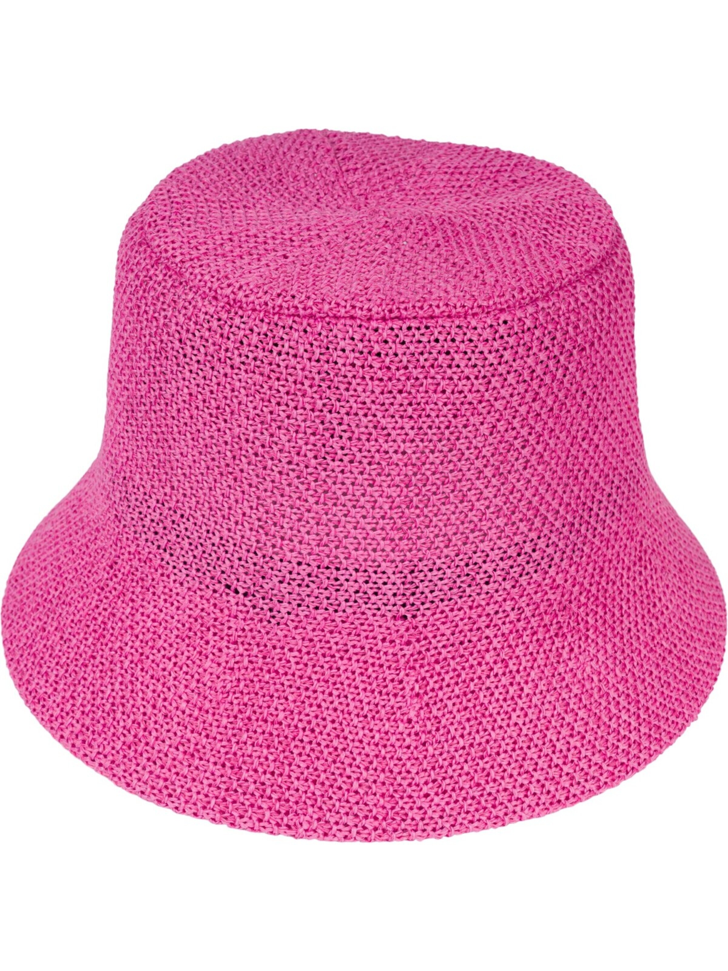 styleBREAKER Hut 'Fischerhut aus Papierstroh - Knautschhut'‌ in Pink
