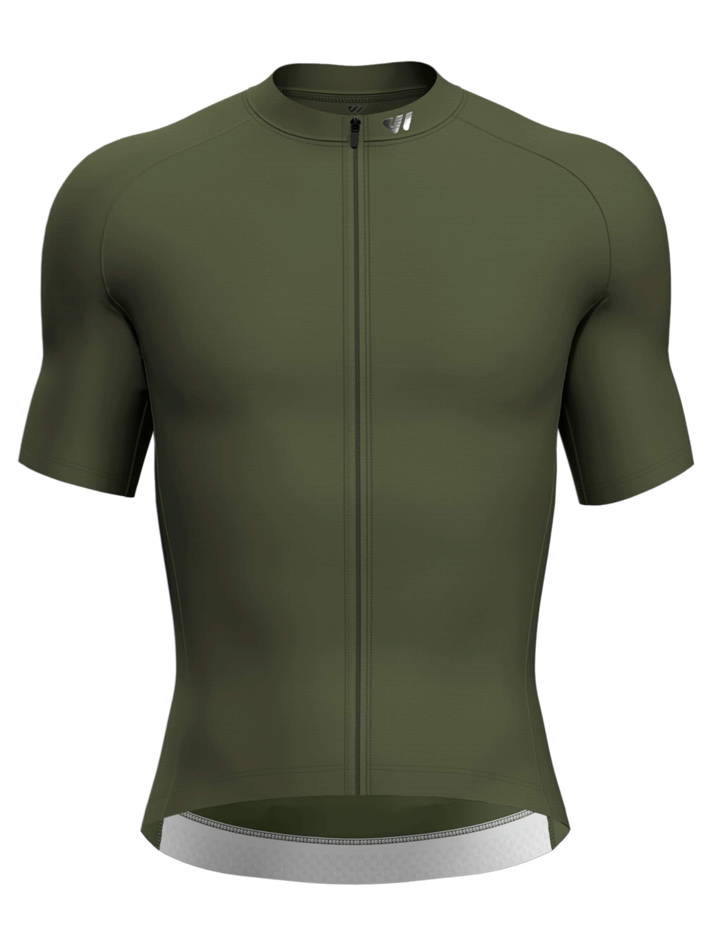 WULIBIKE Jersey 'Wulibike Herren-Fahrradtrikot Olivgrün Mesh atmungsaktiv Reflektor Slim Fit' in Green: front