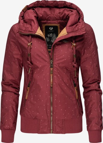 Ragwear Winter Jacket 'Druna Print Winter' in Red
