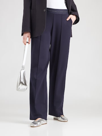 monari Tapered Bukser med lægfolder i blå: forside