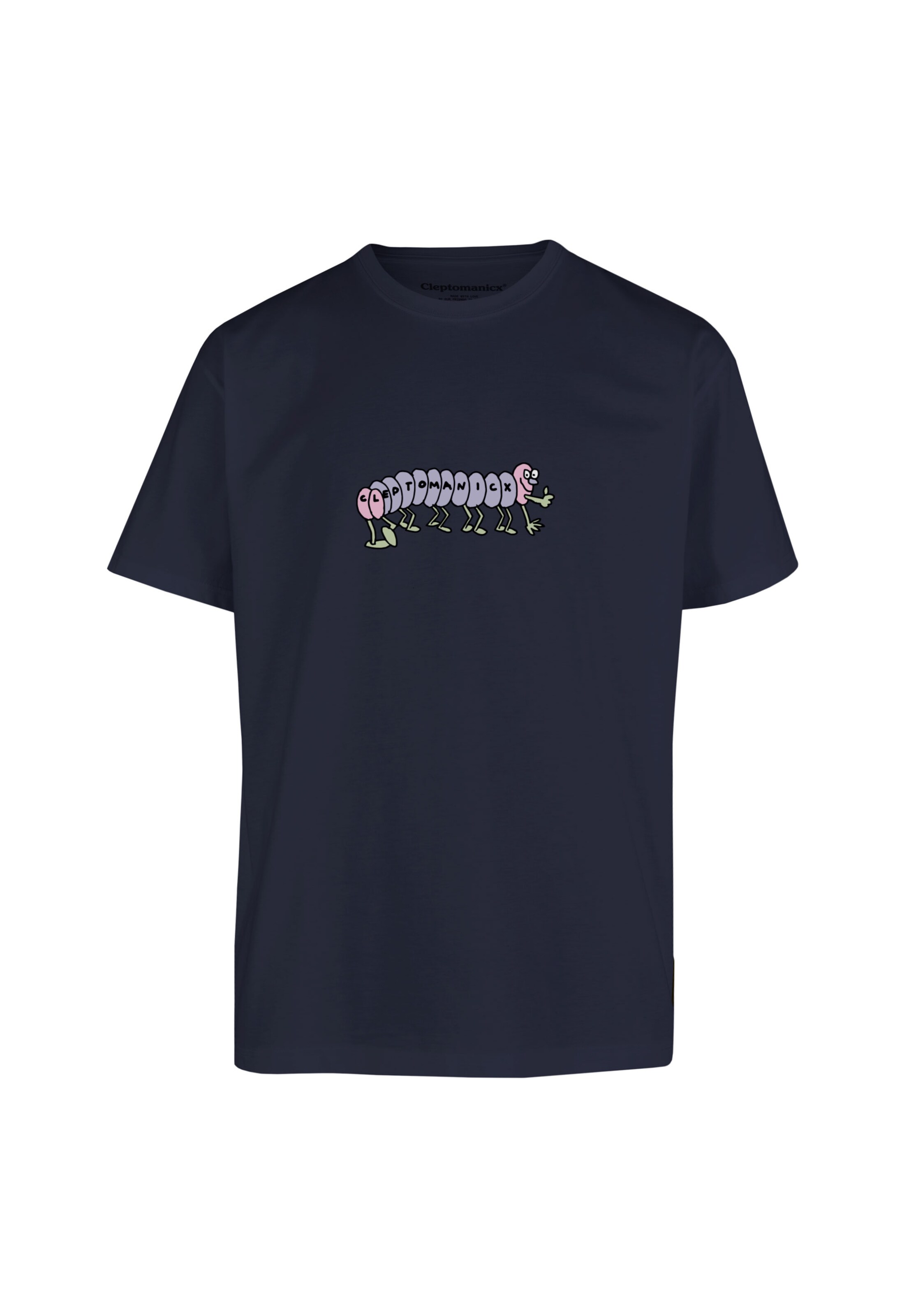 Cleptomanicx T-Shirt  'Classic Tee Worm' in dunkelblau, Produktansicht