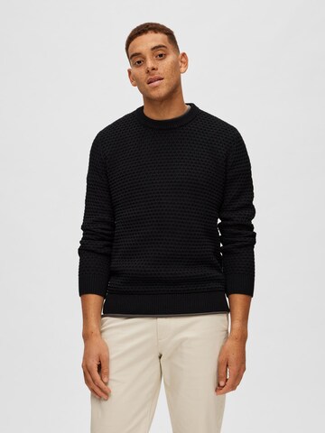 SELECTED HOMME Sweater 'REMY' in Black: front