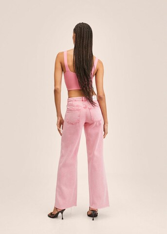 MANGO Wide Leg Jeans 'Agnes' in Pink