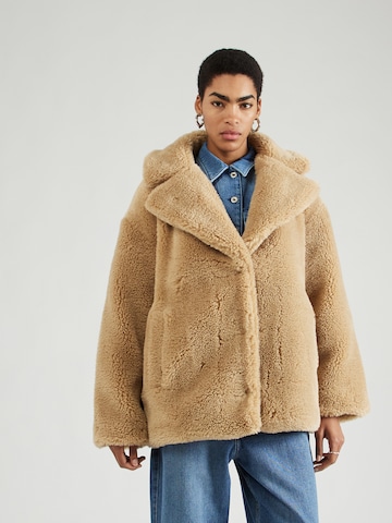 TOPSHOP Wintermantel in Beige: voorkant