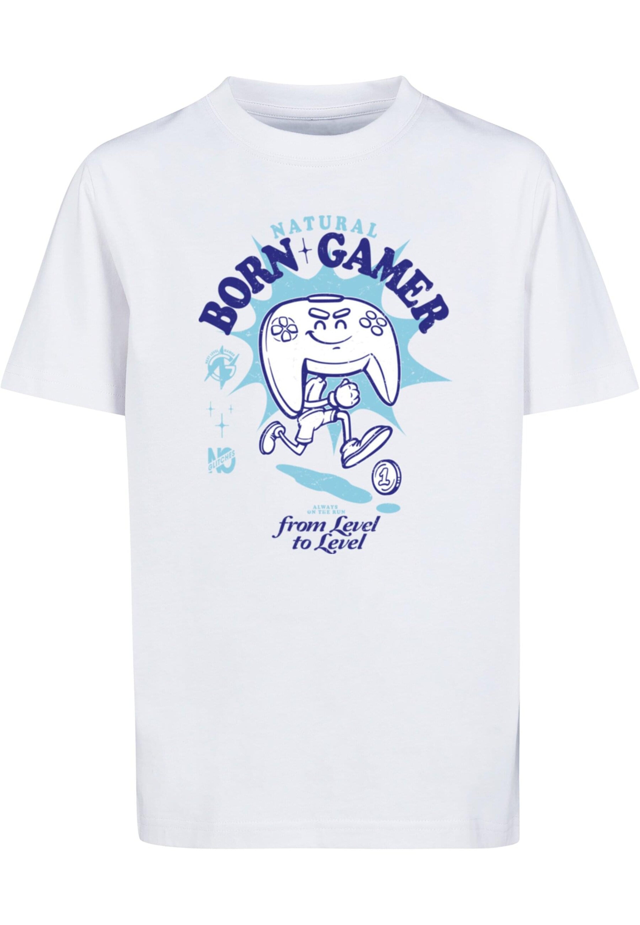 Maglietta 'Natural Born Gamer' di Mister Tee in bianco: frontale