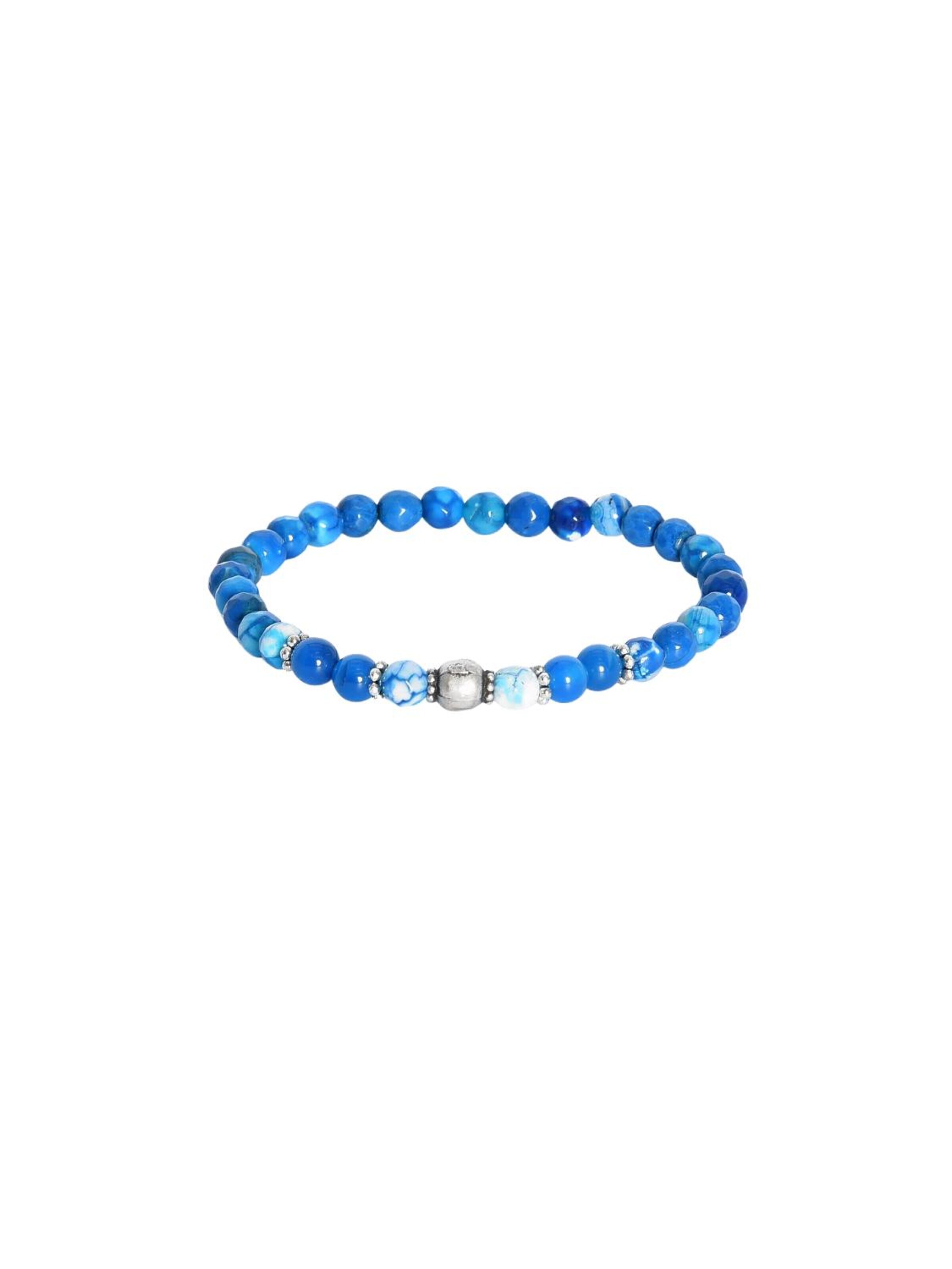 Addicted2 Armband 'CALM bracciale artigianale in argento 925 con giada striata e giada blue' in Blauw: voorkant