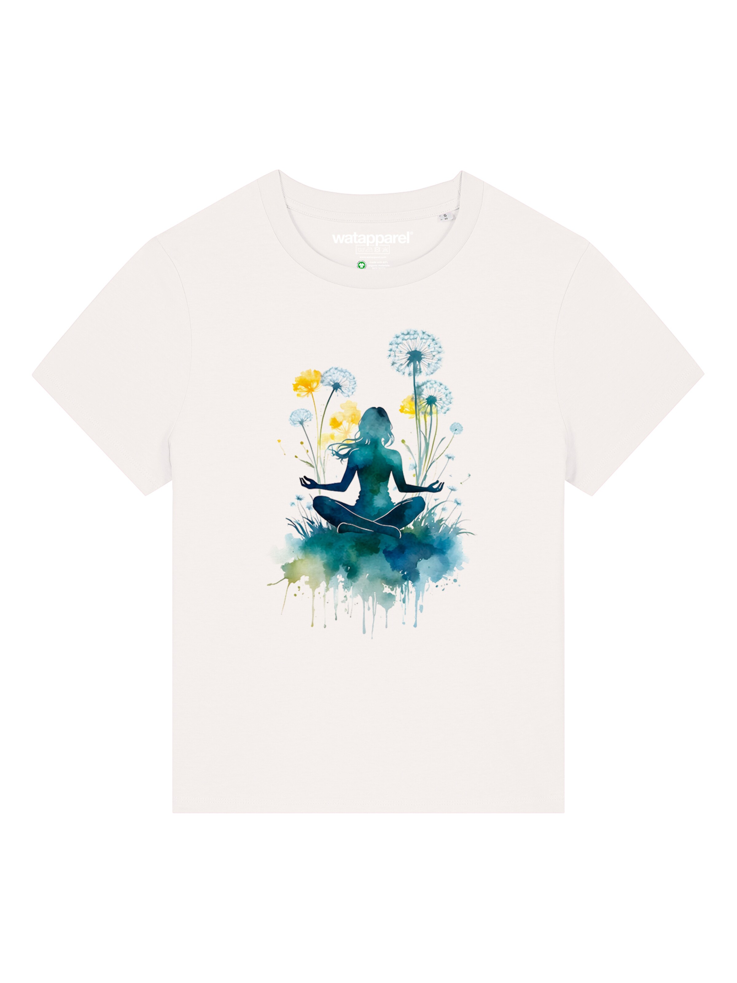 Maglietta 'Yoga & Meditation' di Watapparel in bianco: frontale