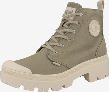 Palladium Lace-Up Ankle Boots in Grey: front