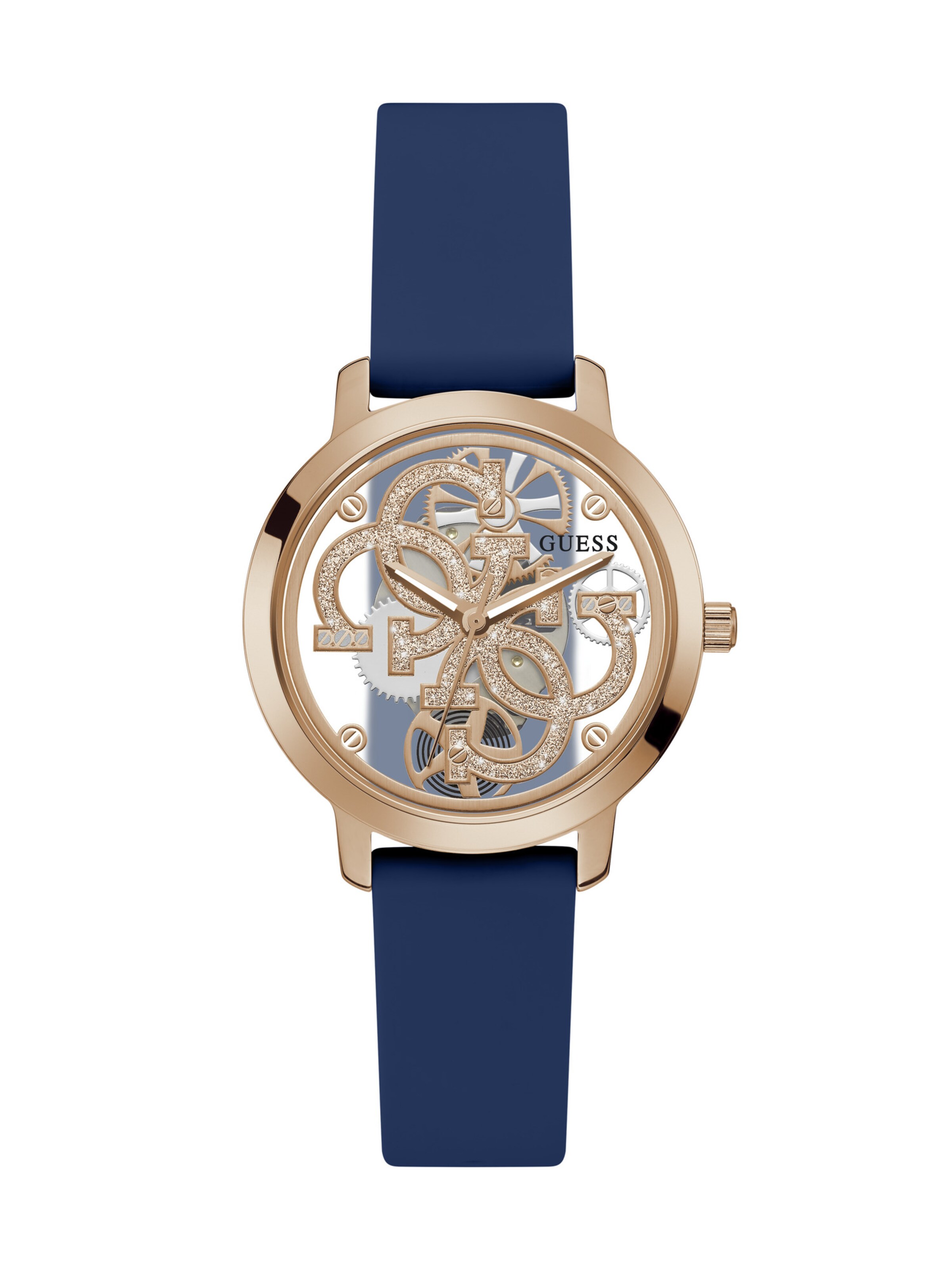 GUESS Analogt ur 'QUATTRO CLEAR ' i blå: forside