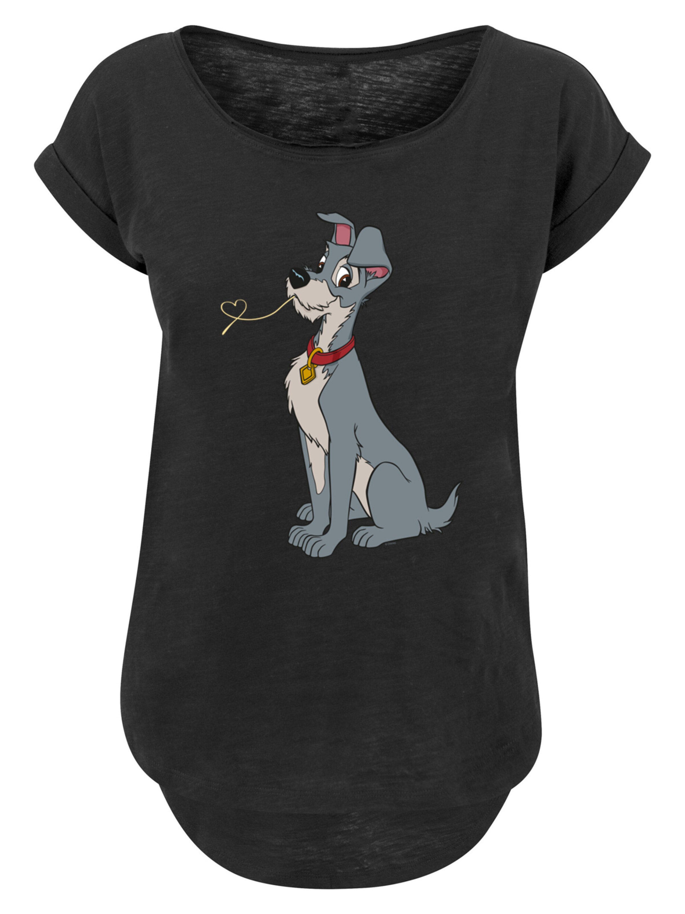 T-shirt 'Disney Lady And The Tramp Spaghetti Heart' F4NT4STIC en noir : devant