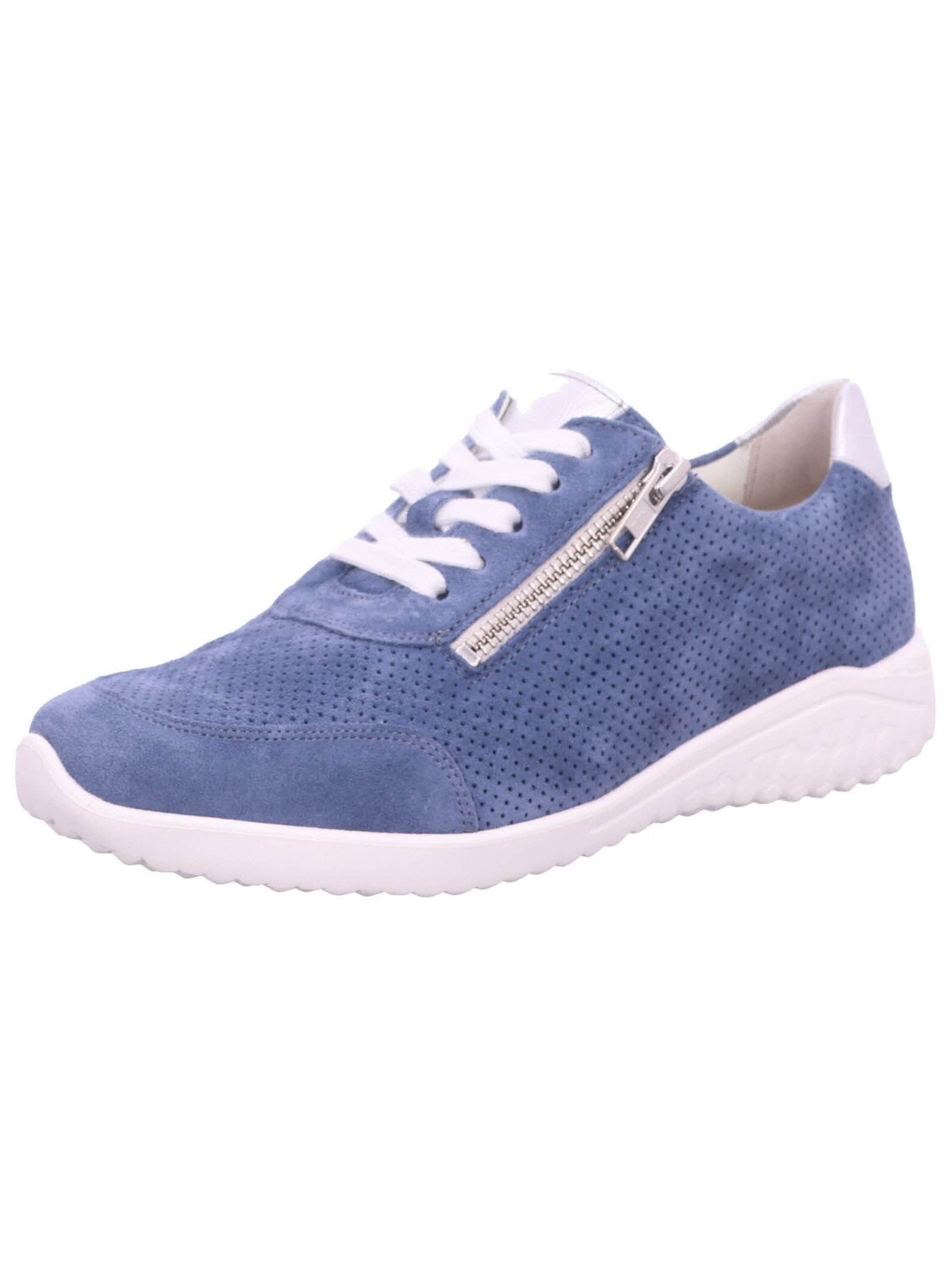 SOLIDUS Veterschoen 'Sneaker Damen 52002 80385 Velourleder in blau' in Blauw: voorkant