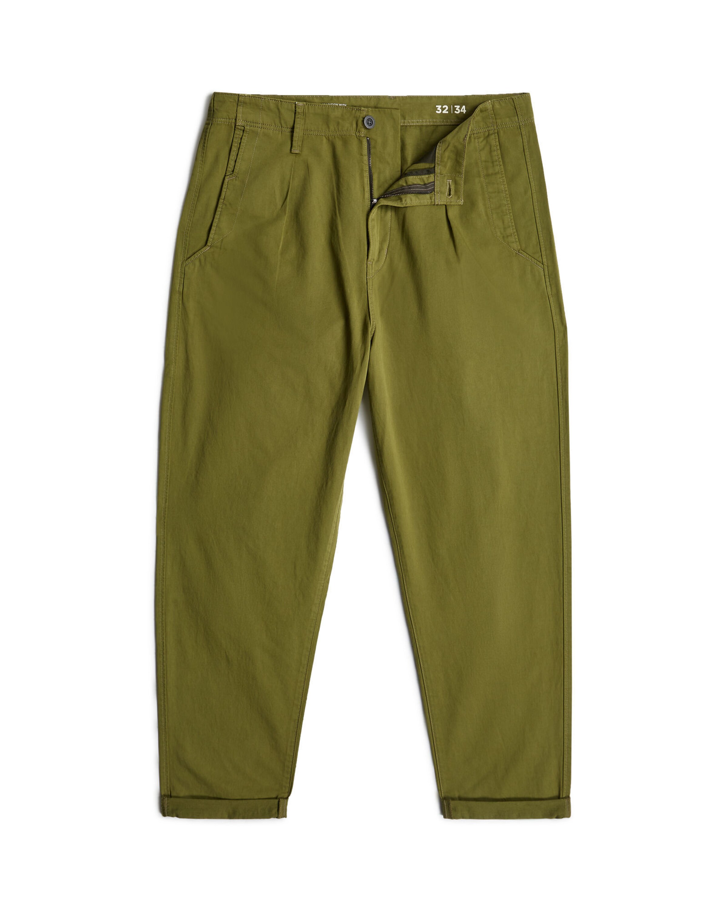 G-STAR Regular Pleat-Front Pants in Green: front