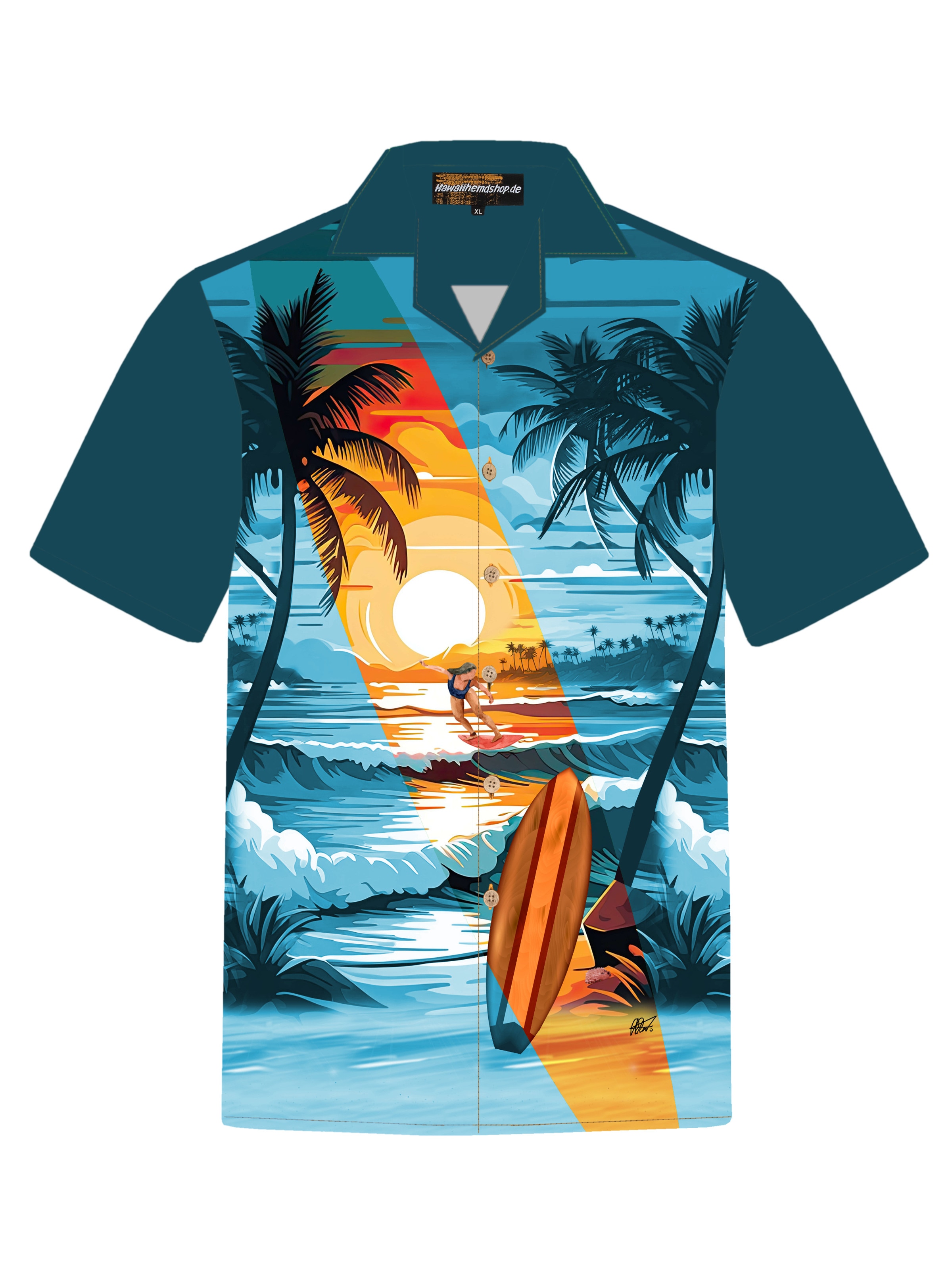 Hawaiihemdshop.de - Ajuste regular Camisa &#x27;Beach Day&#x27; en azul: frente