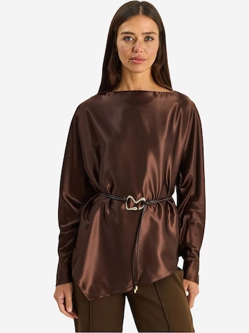 Camicia da donna di Bianco Lucci in marrone: frontale