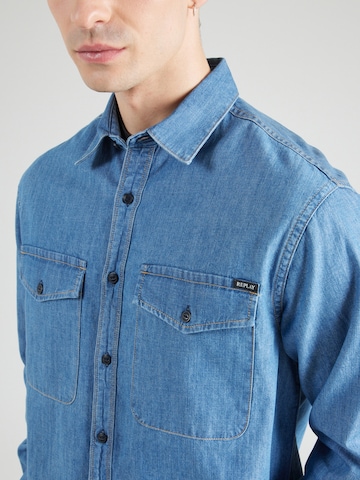 REPLAY Regular fit Overhemd in Blauw