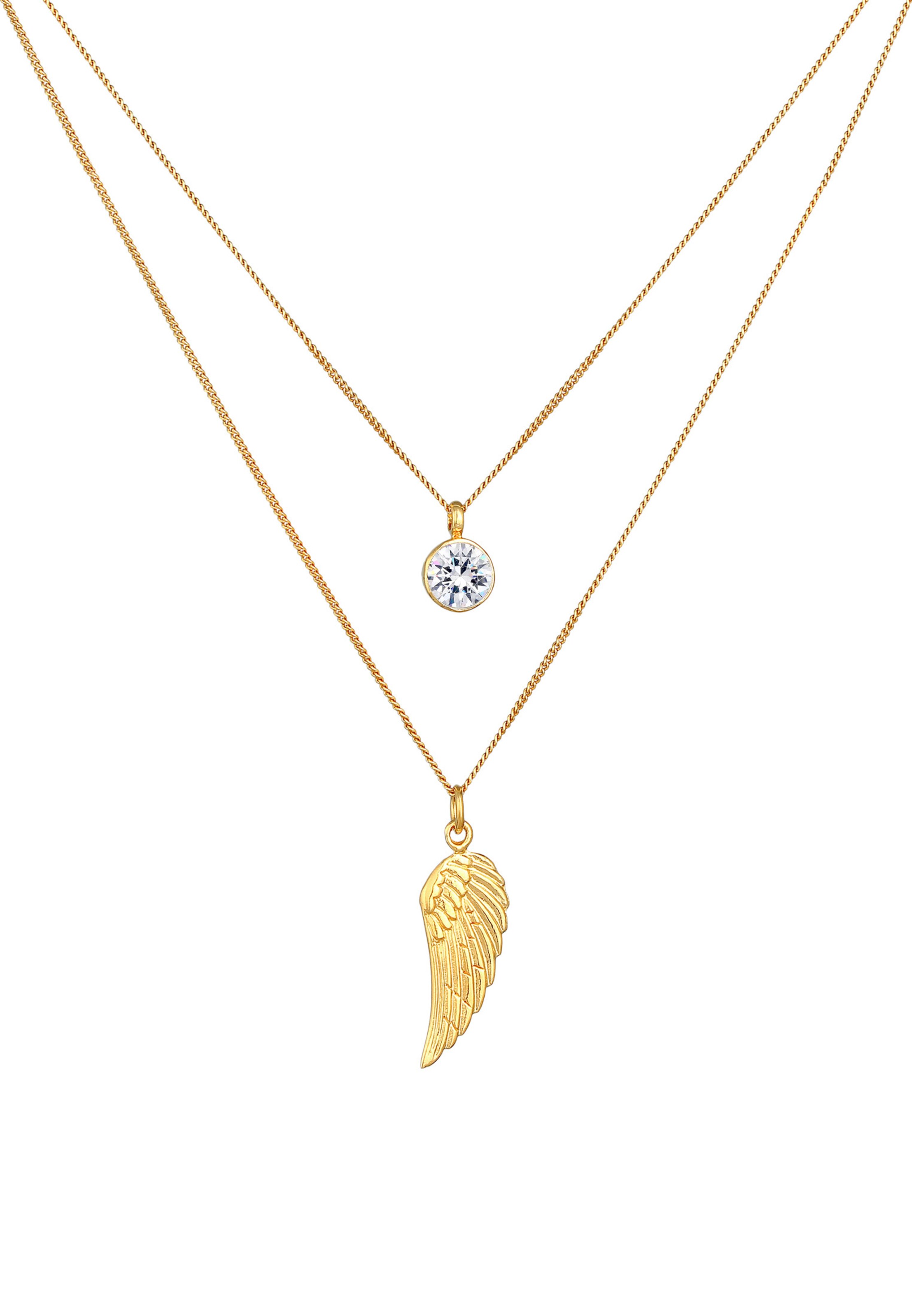 Frauen Schmuck ELLI Halskette Flügel, Kristall Kette, Layer in Gold - WD25429 Frauen Schmuck ELLI Halskette Flügel, Kristall Kette, Layer in Gold - WD25429