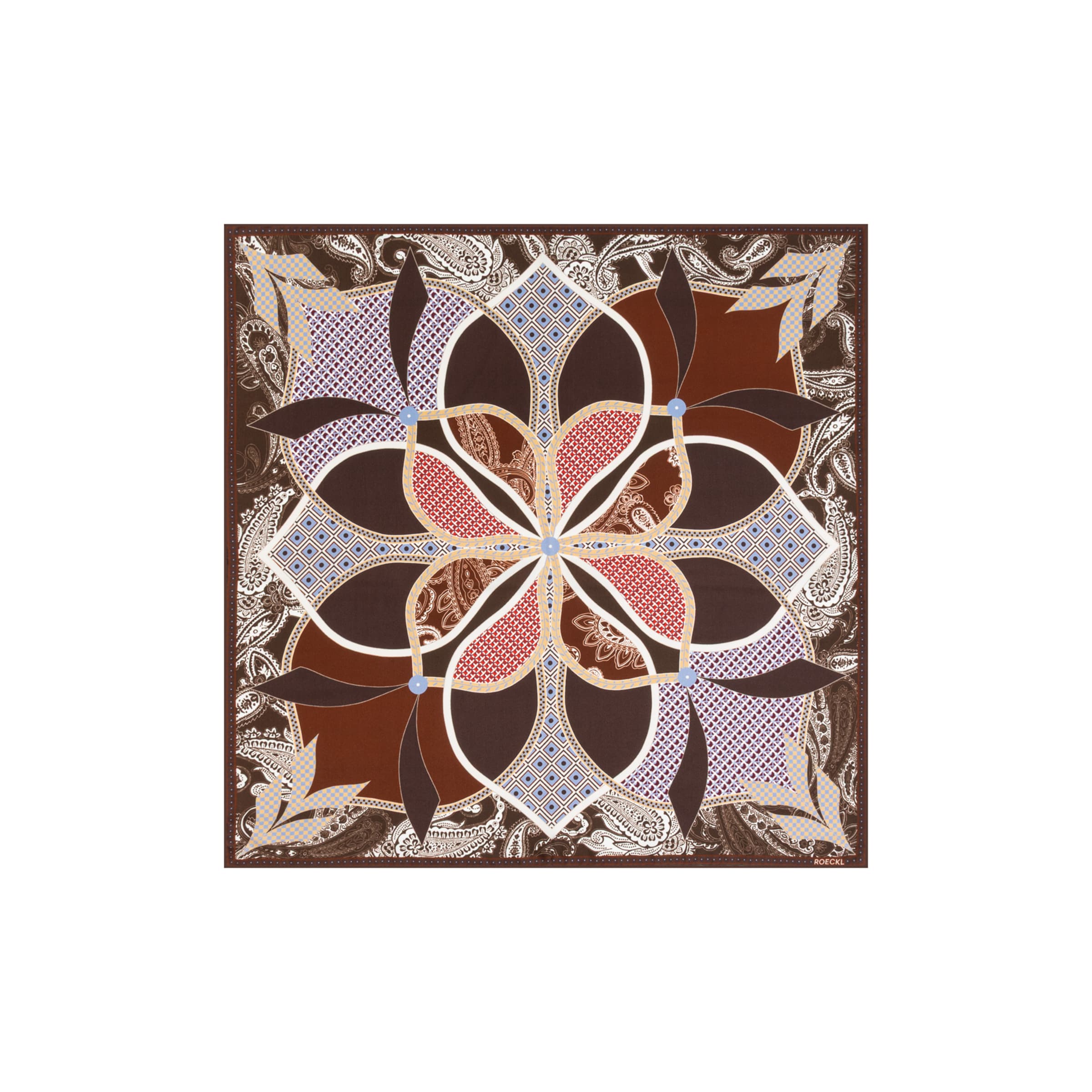 Foulard ' FLOWER MANDALA 64x64 ' Roeckl en mélange de couleurs : devant