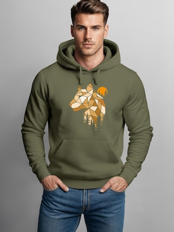 Neverless Sweatshirt 'Luchs Polygon' in Green
