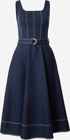 32 dydžio Suknelė 'Topstitch Belted Midi' iš TOMMY HILFIGER, spalva – tamsiai mėlyna / balta, Prekių apžvalga