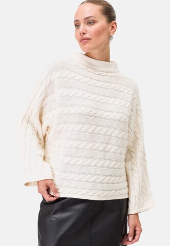 zero Strickpullover mit Trompetenärmeln in Beige: Vorderseite