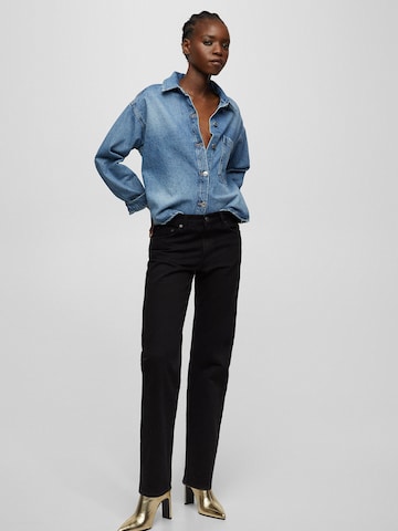 Pull&Bear Regular Jeans in Zwart: voorkant