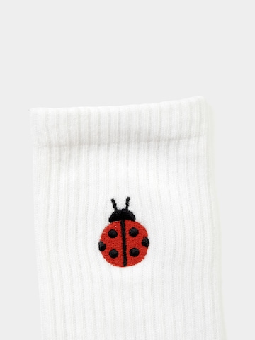 Bavarian Caps Athletic Socks 'Marienkäfer' in White