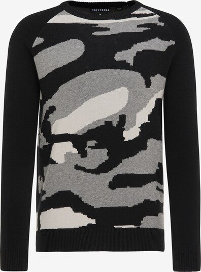 TUFFSKULL Pullover in grau / schwarz / weiß, Produktansicht