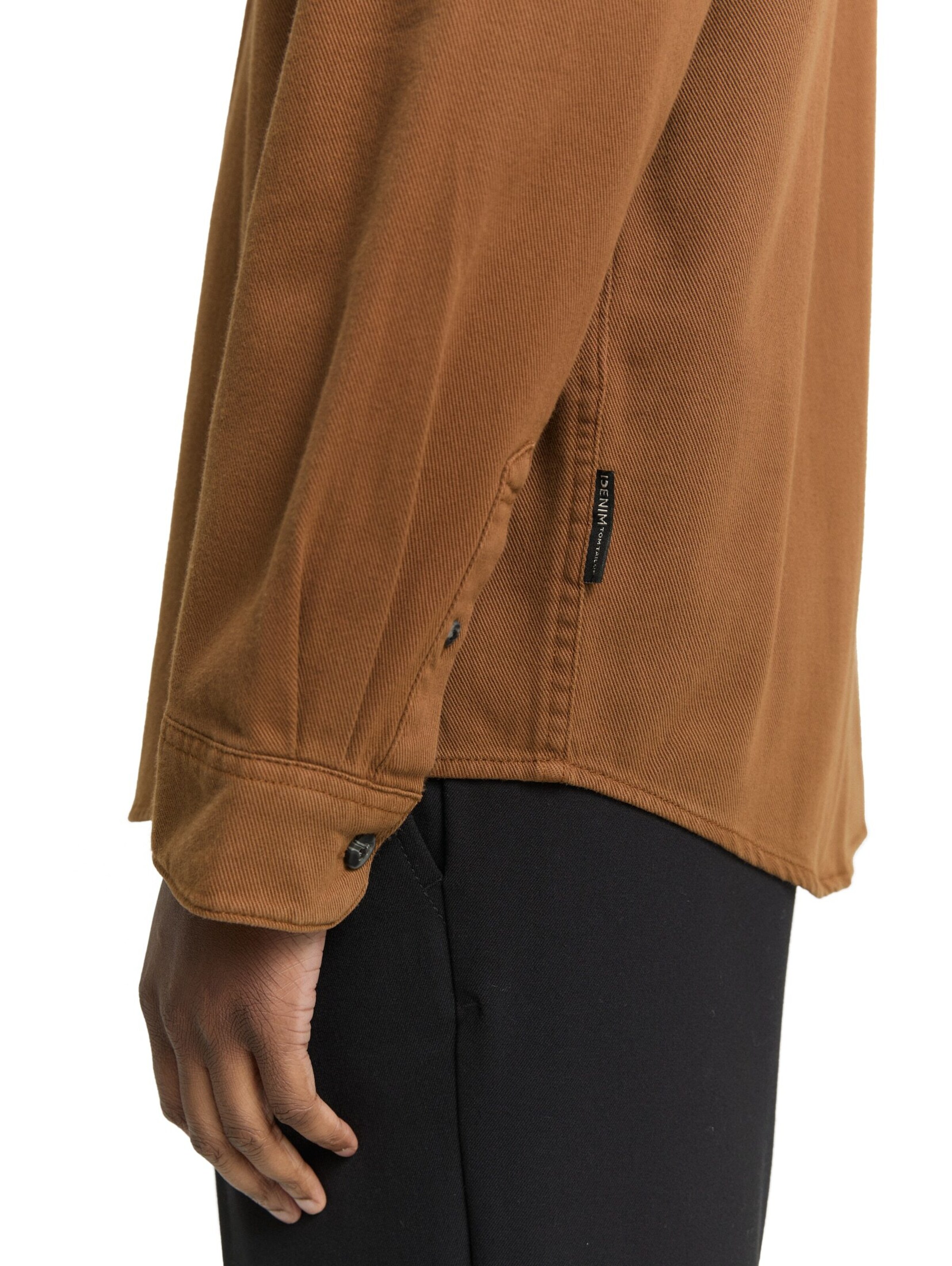 TOM TAILOR DENIM Comfort fit Button Up Shirt in Brown