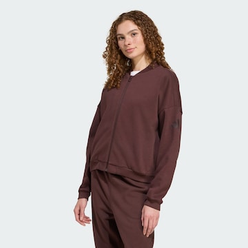 ADIDAS SPORTSWEAR - Sudadera con cremallera deportiva 'Essentials' en marrón: frente