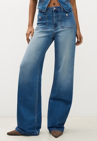 Wide Leg Jean Bershka en bleu : devant