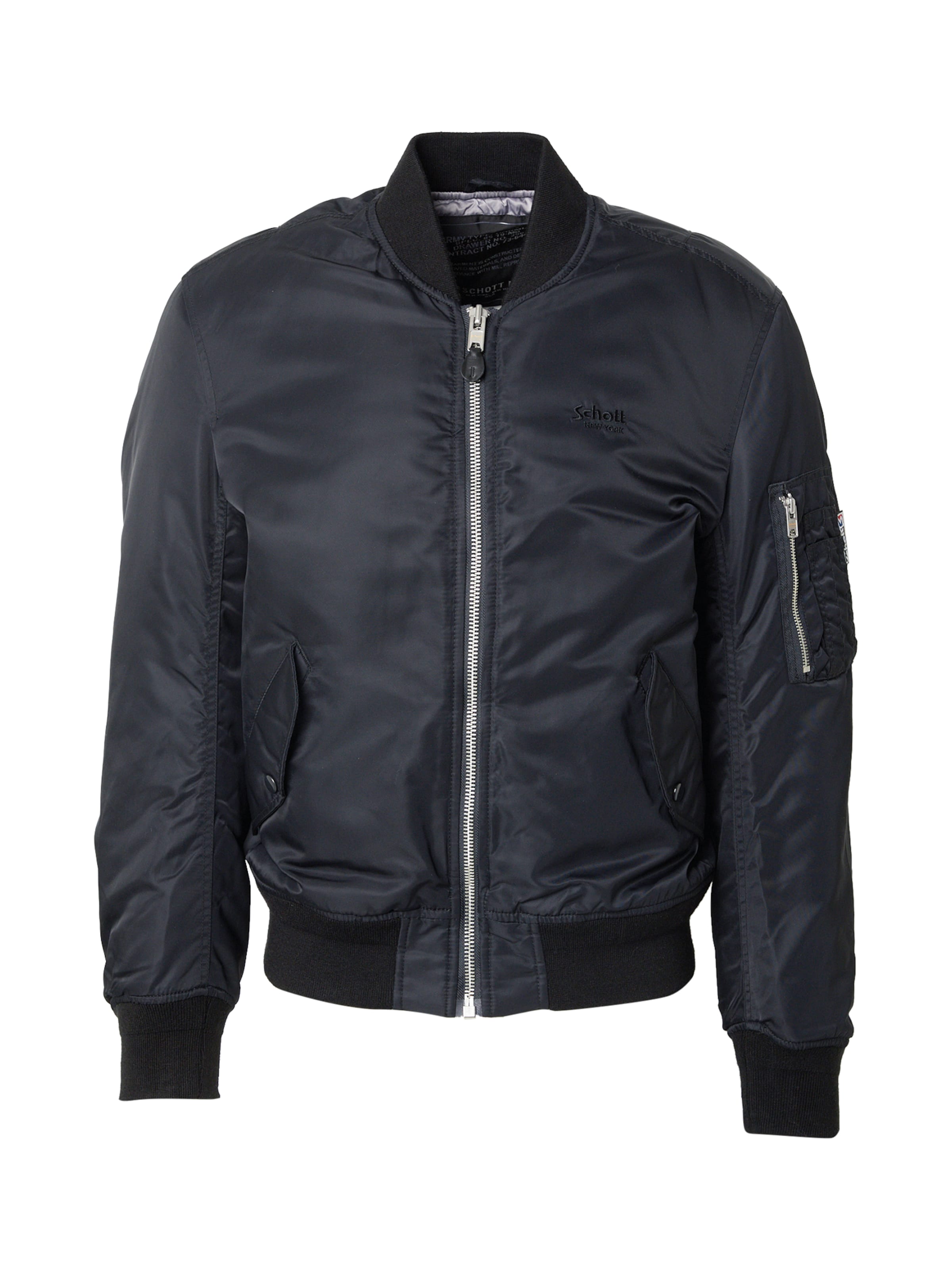 Schott NYC Φθινοπωρινό και ανοιξιάτικο μπουφάν 'MACAMPSRS' σε μαύρο: μπροστά