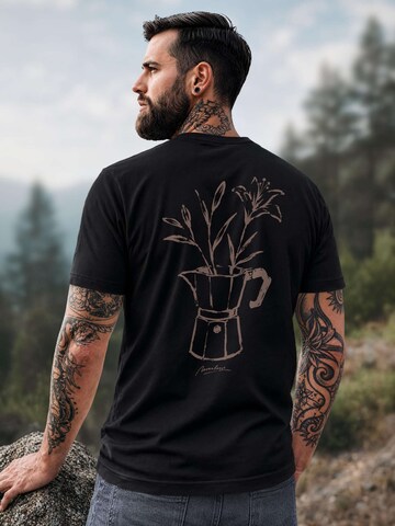 Neverless Shirt 'Mokka Flowers' in Black